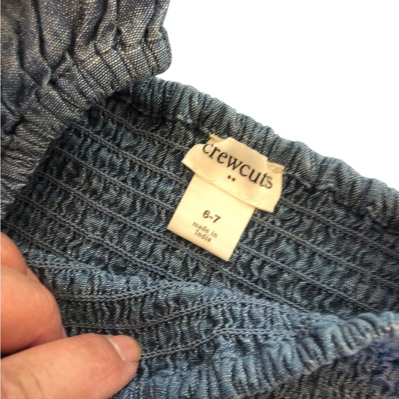 NWT Crewcuts Sz 6-7 Denim Blue Smocked Top - Picture 2 of 5